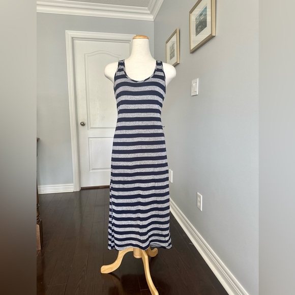 JACOB Striped Sleeveless Jersey Maxi Dress with Hi-Lo Hem - Sz M - Picture 2 of 9